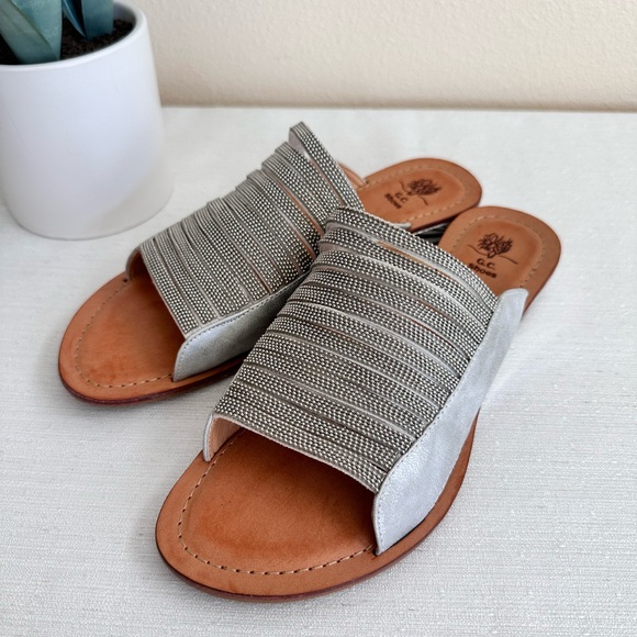 New G.C. Shoes Mattie Silver Embellished Leather Dressy Slide Sandals Women’s 9 - Picture 4 of 14